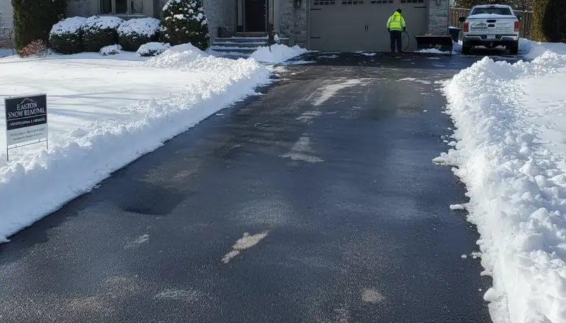 Cleared driveway after professional snow removal by Chop Chop Landscaping in Easton, PA