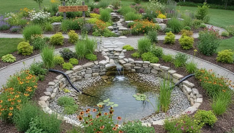 Eco-friendly rain garden with natural filtration by organic landscapers in Easton, PA