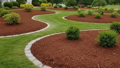 Fresh mulch installation with clean edges and rich color by Easton, PA landscaping professionals
