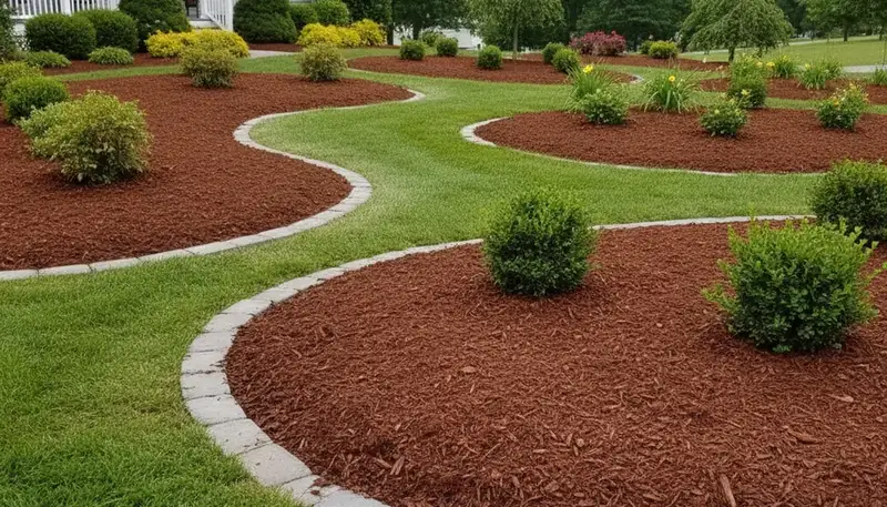 Fresh mulch installation with clean edges and rich color by Easton, PA landscaping professionals