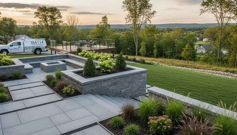 Landscaping team providing lawn care and outdoor services in Easton, PA