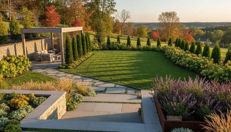 Landscaping crew providing lawn care and hardscaping services in Easton, PA