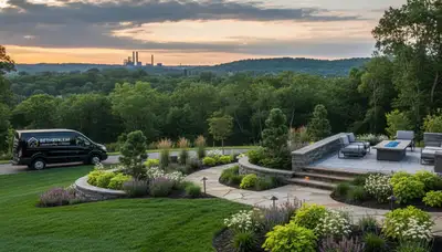 Landscaping crew providing lawn care and outdoor property maintenance in Easton, PA