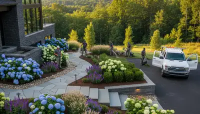 Landscaping crew serving Easton, PA with professional lawn and garden maintenance services