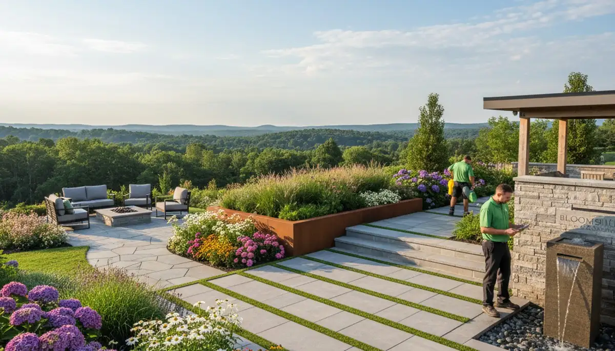 Landscaping crew in Easton, PA providing professional lawn and garden services