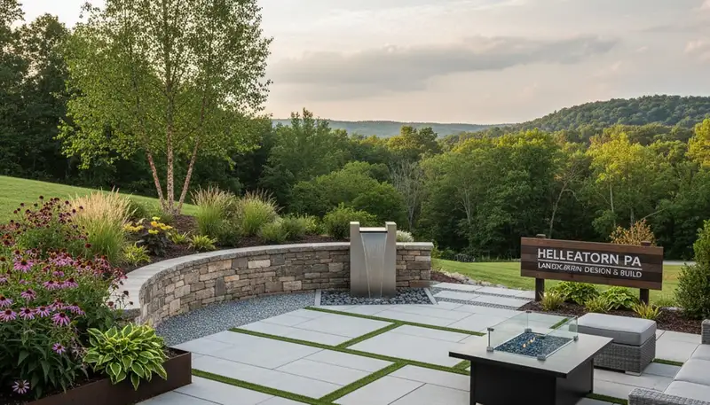 Landscaping crew serving Easton, PA on a residential lawn maintenance project