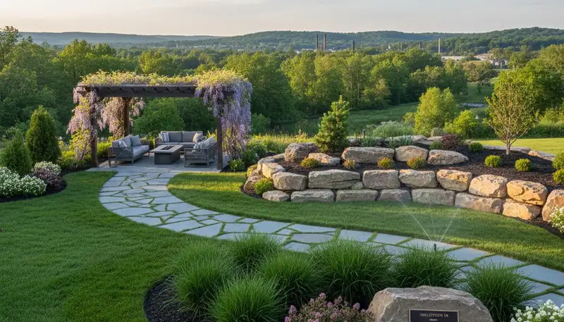 Landscaping crew serving Easton, PA with professional lawn care and property maintenance