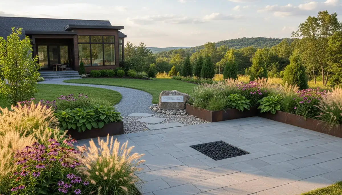 Landscaping team providing lawn care and yard maintenance services in Easton, PA