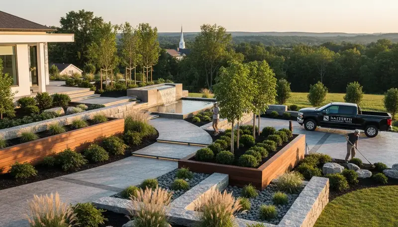 Landscaping crew serving Easton, PA, providing professional lawn care and outdoor property maintenance