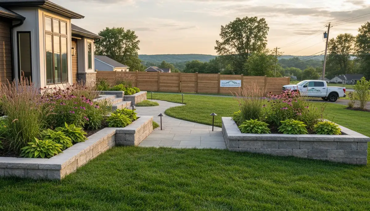 Landscaping crew in Easton, PA providing professional lawn care and outdoor property maintenance