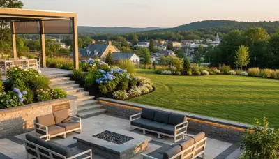 Landscaping crew in Easton, PA providing professional lawn and landscape services