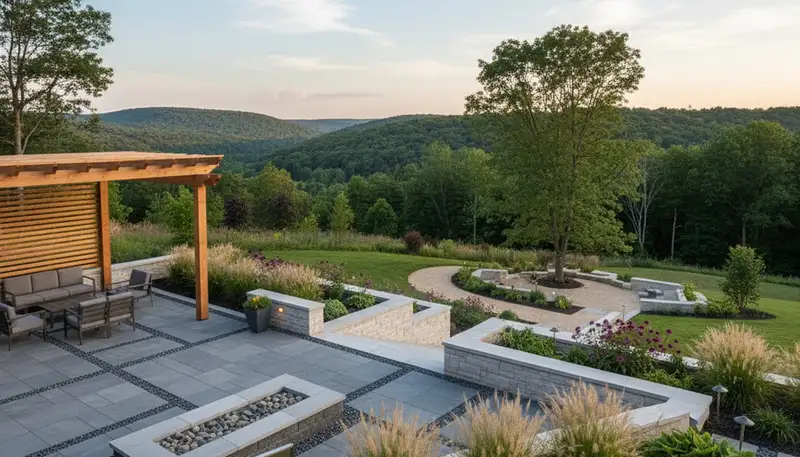 Landscaping crew providing professional lawn and garden maintenance in Easton, PA