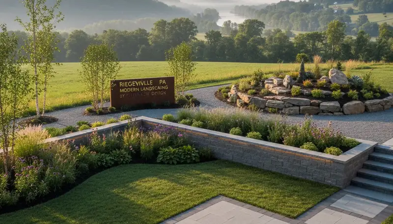 Landscaping crew providing lawn care and yard maintenance in Easton, PA