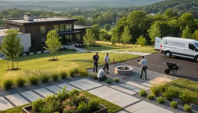 Landscaping crew in Easton, PA providing professional lawn and garden services
