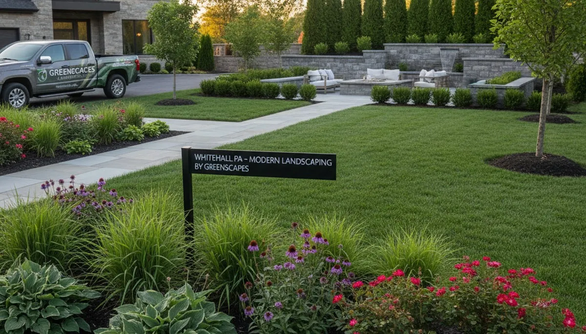 Landscaping crew providing lawn care and yard maintenance in Easton, PA