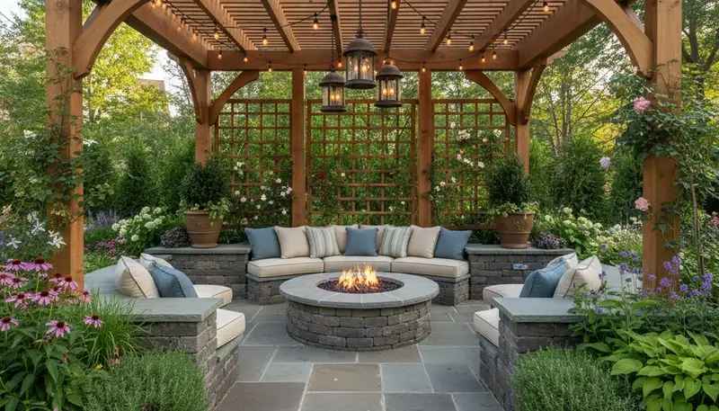 Elegant paver patio hardscape creating outdoor living space in Phillipsburg NJ by Easton PA landscaping experts