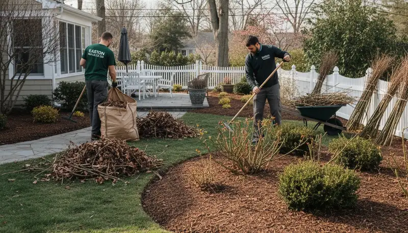 Spring yard clean up and debris removal by Chop Chop Landscaping in Easton, PA